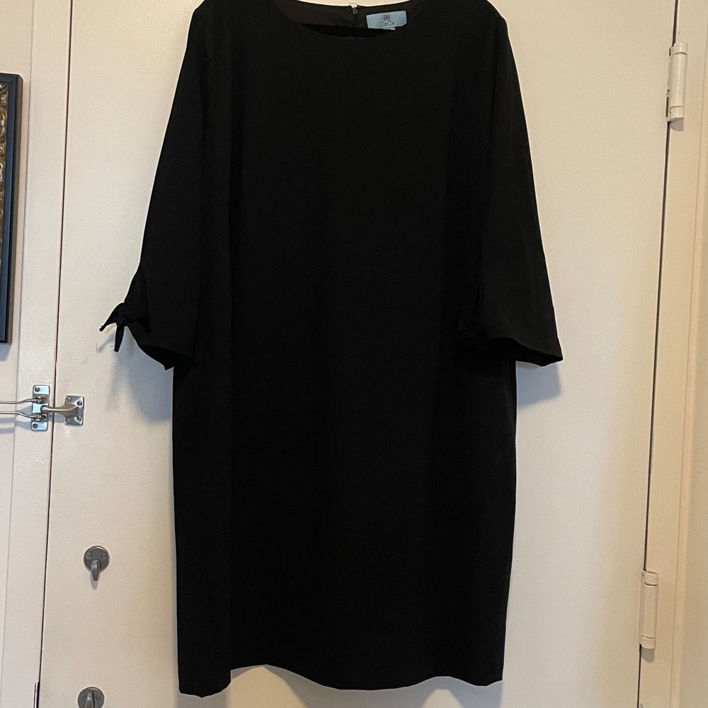 CeCe Black Dress with Stylish Bow Sleeves